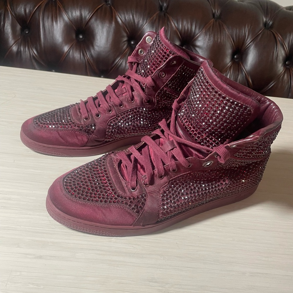 Gucci Burgundy Studded Sneakers